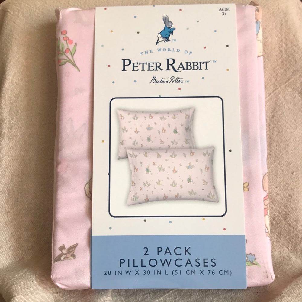 NEW~Peter Rabbit ~ Set of 2 Standard Pillowcases.